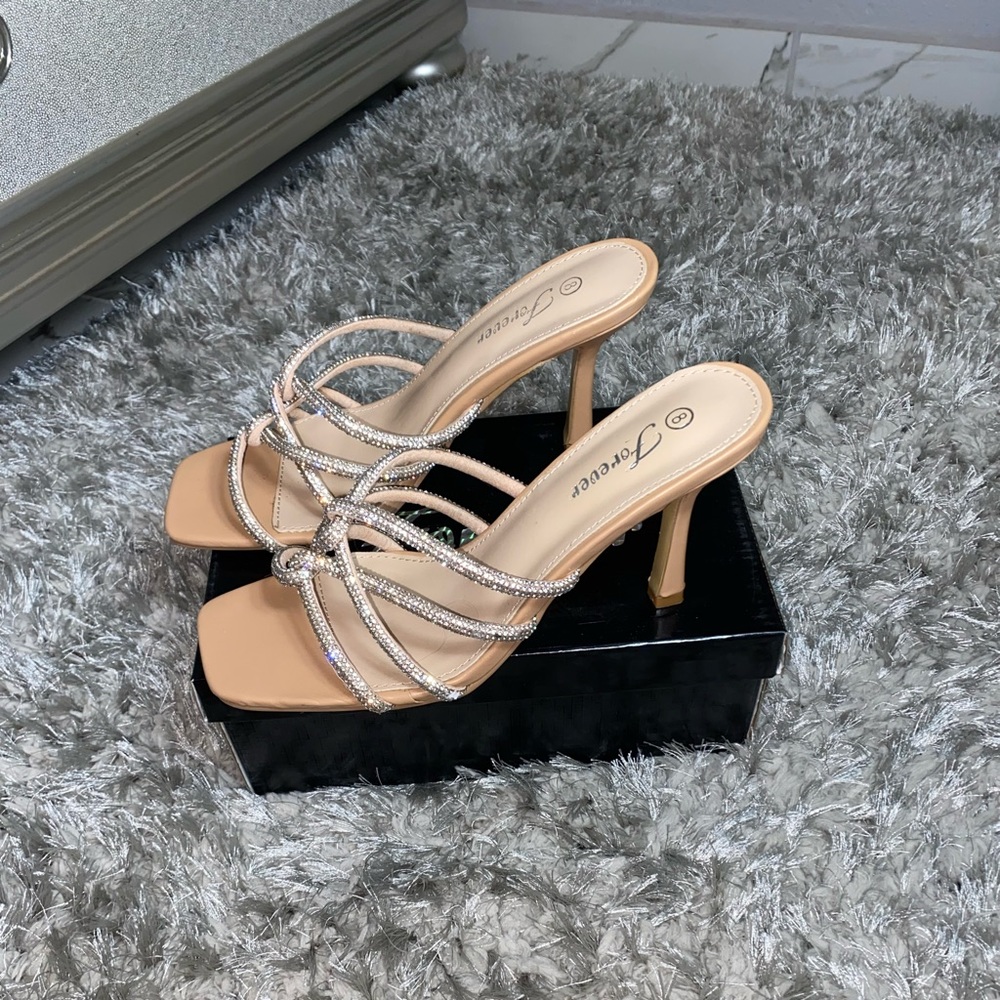Forever Rhinestone/Sparkly Tan Heels - Picture 2 of 5